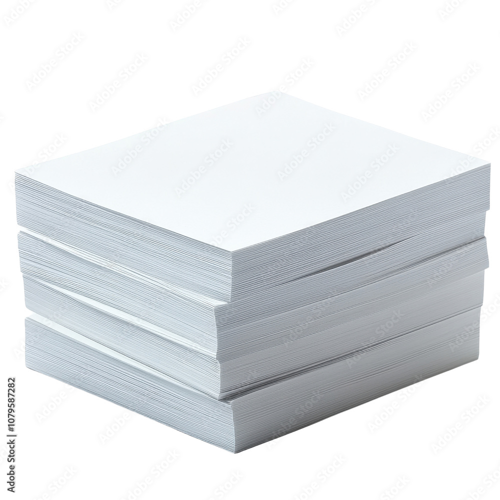 neat stack of blank white paper sheets, perfect for printing or writing. This versatile stationery is essential for offices, schools, and home use, providing clean canvas for creativity and