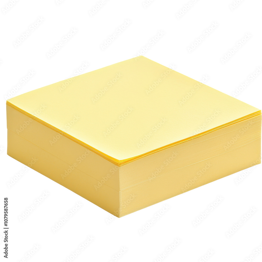stack of bright yellow sticky notes is neatly arranged, showcasing their vibrant color and smooth texture. Perfect for reminders and notes