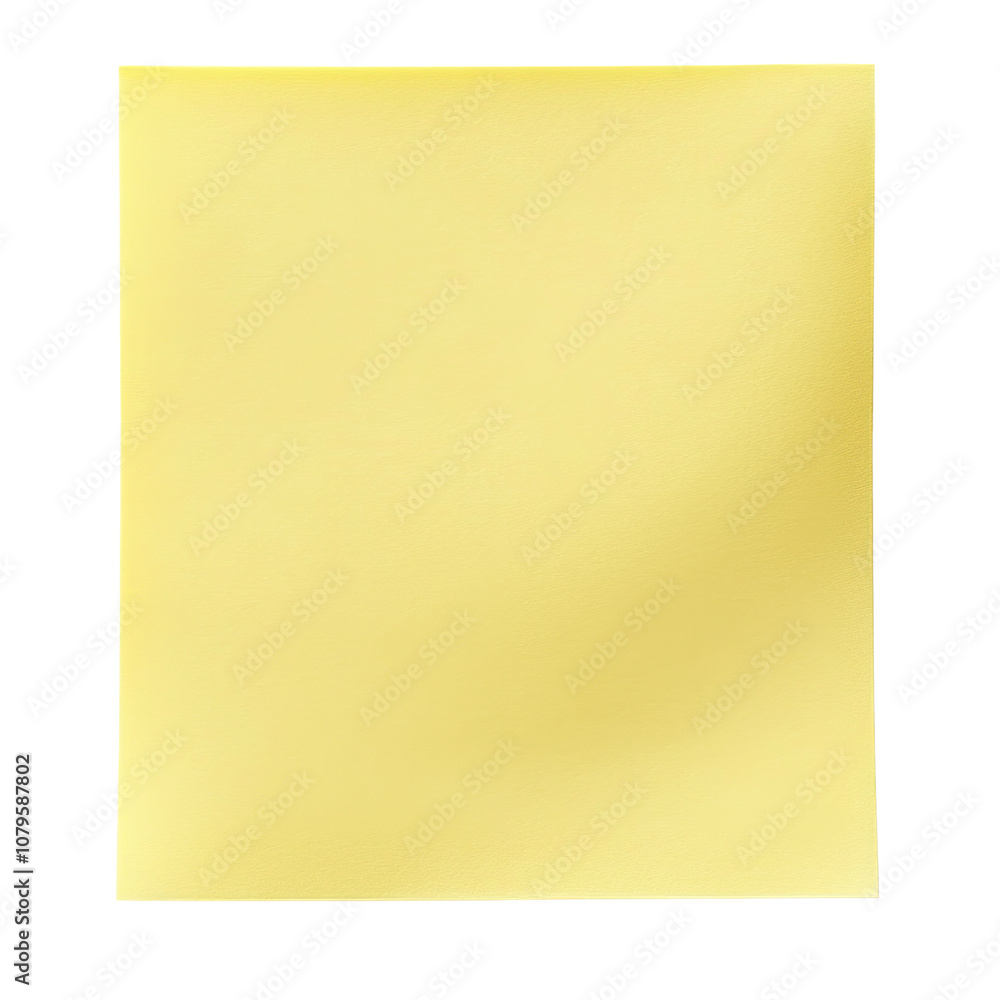 blank yellow sticky note is perfect for jotting down reminders or messages. Its vibrant color adds cheerful touch to any workspace, making it essential tool for organization and creativity