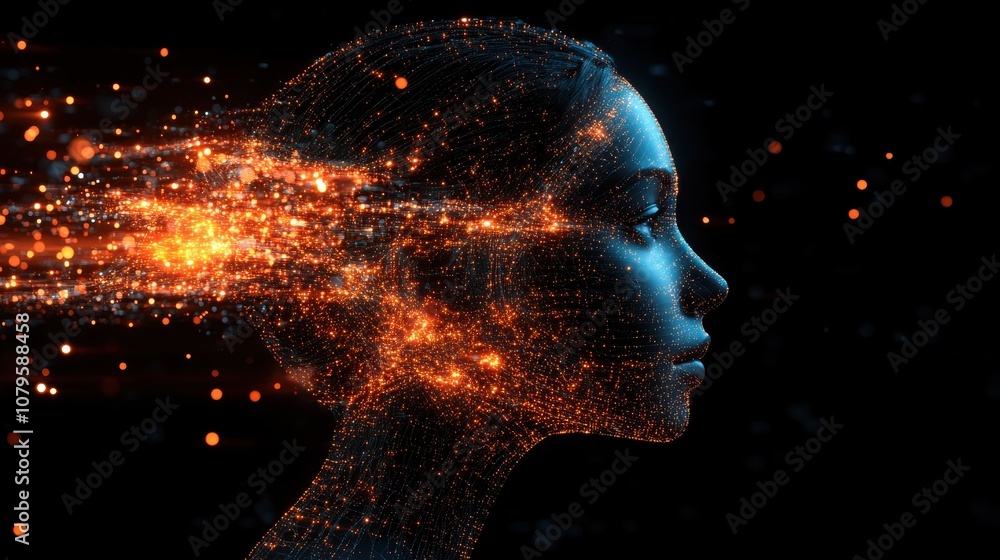 human head made up of technological lines with the concept of artificial intelligence 3d rendering human head made up of technological lines with the concept of artificial intelligence 3d rendering