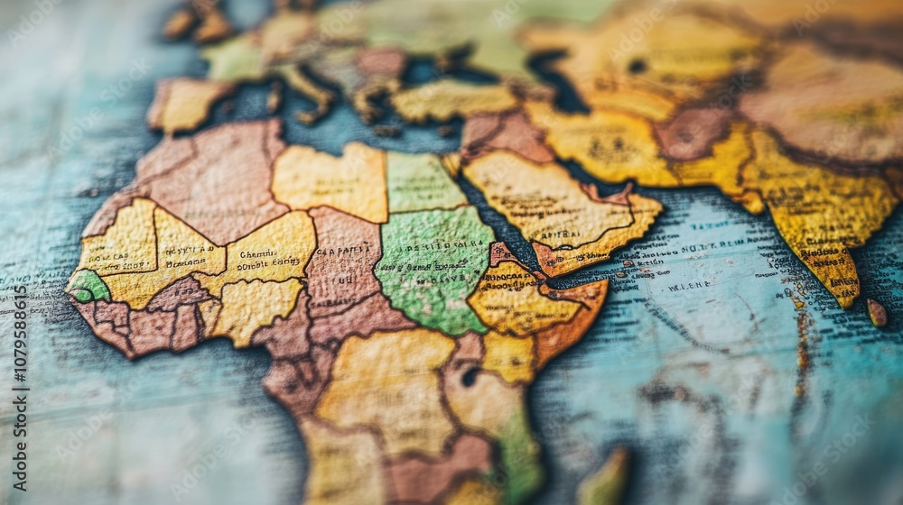 Close-up of a Detailed World Map