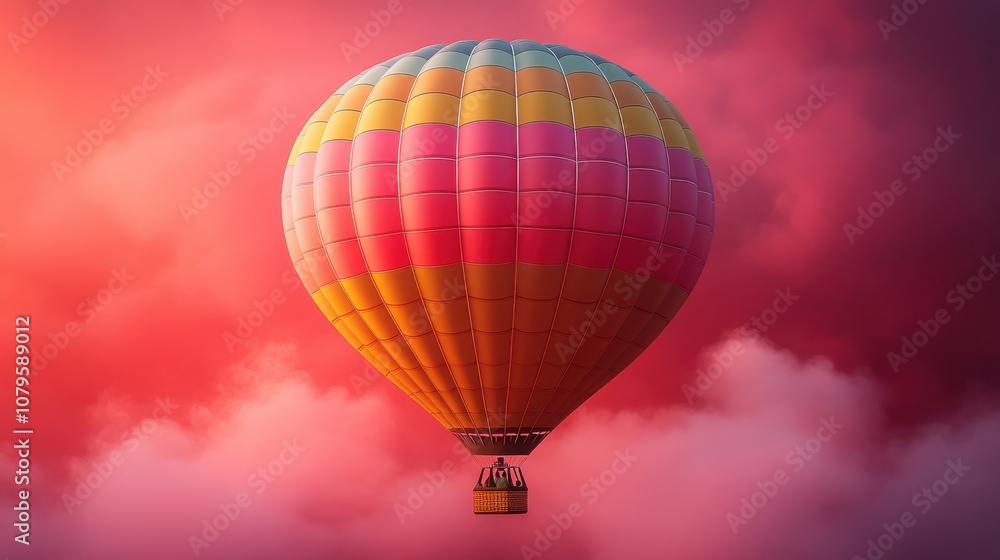 Fototapeta premium inflatable hot air balloon with pink background 3d rendering