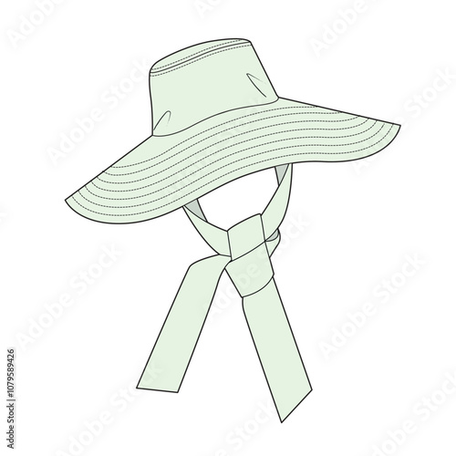 Self tie bucket hat vector mockup template.