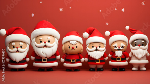 Wallpaper Mural Smiling Santa Claus delivering Christmas gifts to a happy snowman under a snowy winter tree Torontodigital.ca