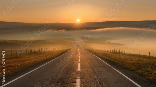 Sunrise on a Winding Road