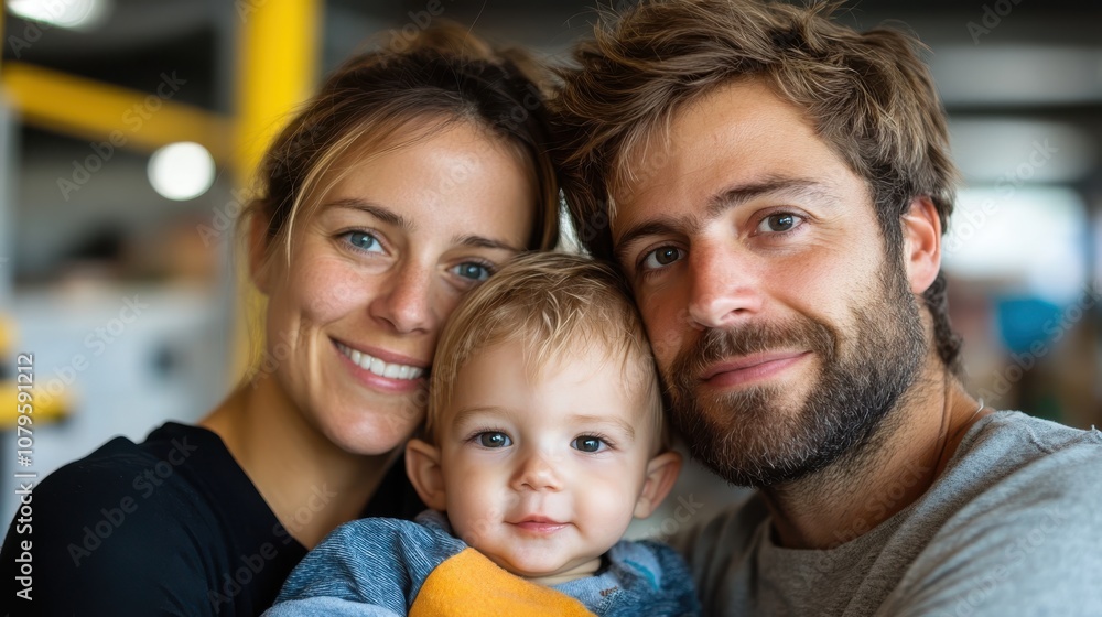 A close-up view of a joyous family with parents and their young child, capturing a moment of love, contentment, and togetherness in a warm setting. A close-up view of a joyous family with parents and their young child, capturing a moment of love, contentment, and togetherness in a warm setting.