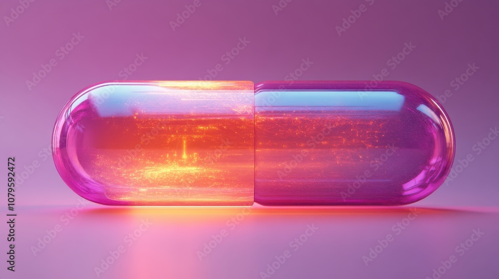 medical capsule with purple glass background 3d rendering medical capsule with purple glass background 3d rendering