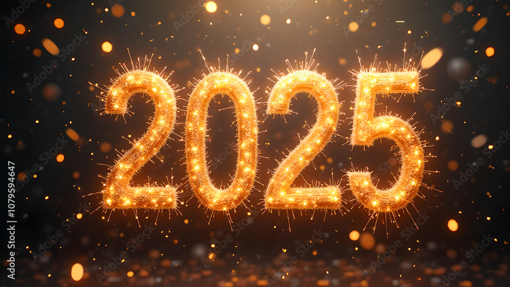Sparkling 2025 New Year celebration image. Sparkling 2025 New Year celebration image.