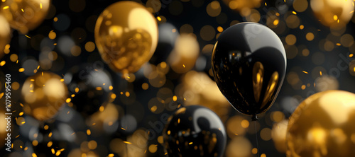 gold and black color balloons background, birthday, celebration, anniversary 17 photo