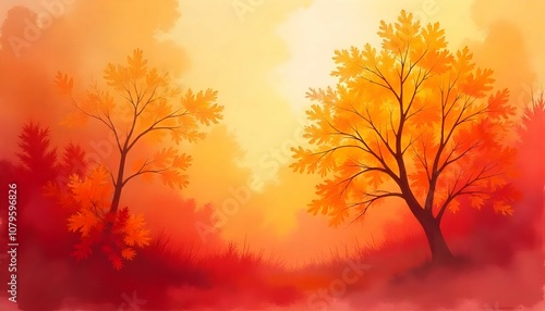 Warm autumn watercolor palette with shades of burnt orange, crimson, and light gold, arranged in a loose, abstract background with rich texture, like a crisp fall day in HD.