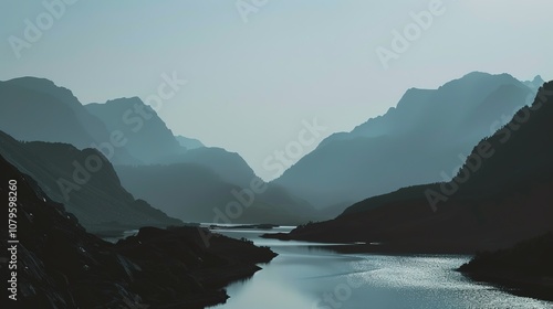 Tranquil Quiet Mountains and Rivers: The Allure of Minimalist Background