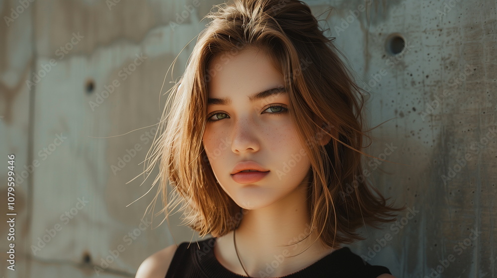 茶髪の若い女性のファッションモデル 茶髪の若い女性のファッションモデル