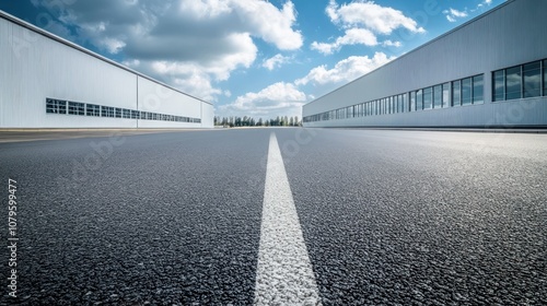 Asphalt Road Leading to Large Buildings