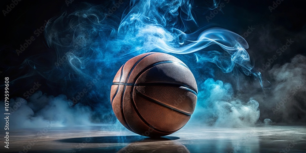 A leather ball with intricate stitching rests on a smooth surface, the air around it filled with a swirling blue mist. The background fades to black, creating a sense of mystery and anticipation. A leather ball with intricate stitching rests on a smooth surface, the air around it filled with a swirling blue mist. The background fades to black, creating a sense of mystery and anticipation.