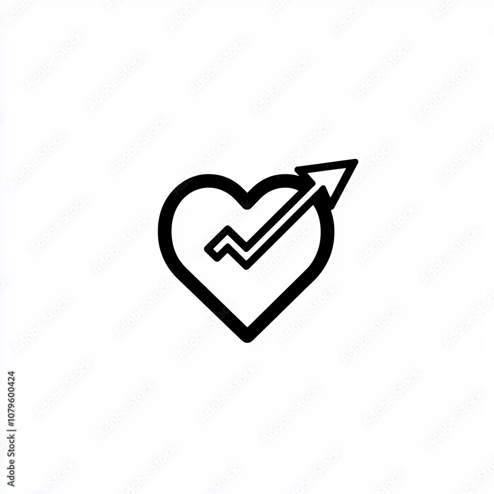 A clean black and white icon featuring a heart with an arrow passing through it, symbolizing growth or improvement in feelings or health metrics A clean black and white icon featuring a heart with an arrow passing through it, symbolizing growth or improvement in feelings or health metrics