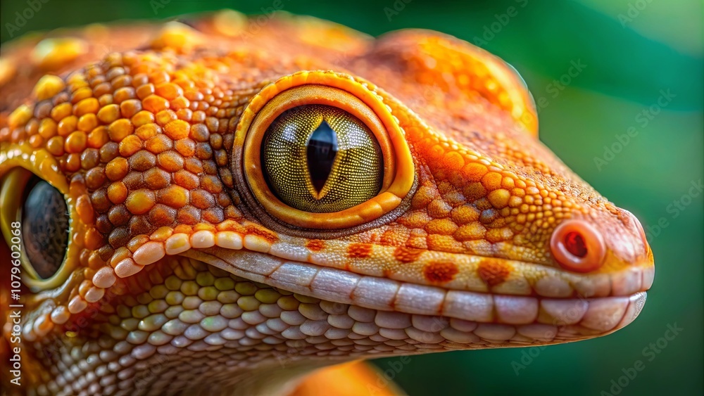 Fototapeta premium A Close-Up View of a Reptile's Eye, Capturing the Intricate Details of its Scaly Skin and the Striking Intensity of its Gaze