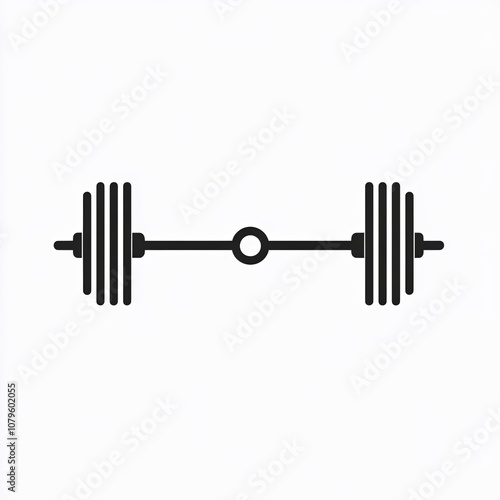 The design features a minimalist black and white barbell icon, illustrating the concept of weightlifting and strength training in a visually appealing manner