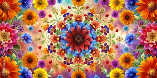 A Vibrant Symphony of Blooms in a Kaleidoscope of Colors, Each Petal a Brushstroke of Nature's Artistic Mastery