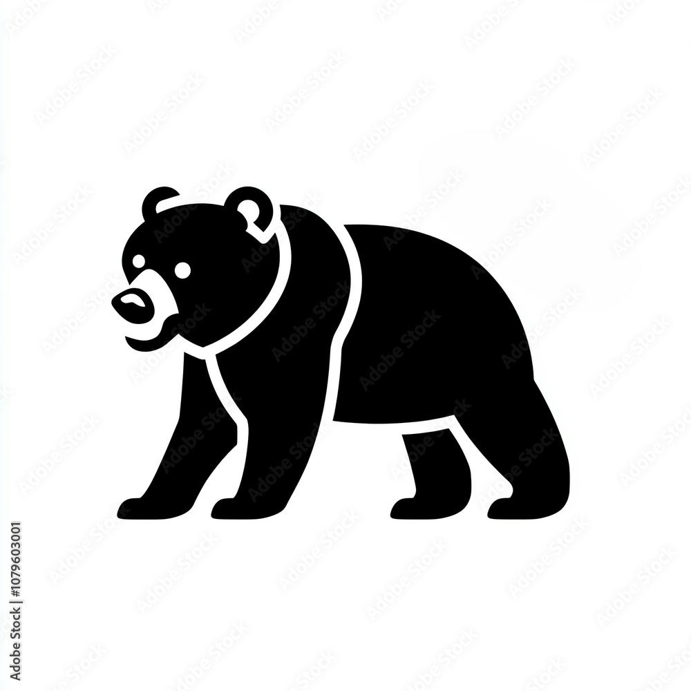 Fototapeta premium This icon represents bear spray depicted in a simple black and white line design, featuring a bear, ideal for use in safety guides for outdoor enthusiasts
