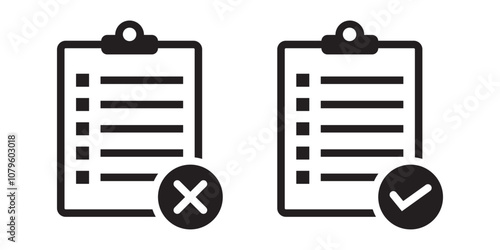 Checklist icon. Clipboard icon. Containing clipboard with checkmark, document, checkbox on paper icon vector illustration. EPS 10