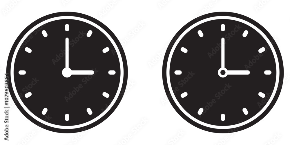 Clock icon. Time icon symbol isolated on white background. Vector illustration design. Clock icon. Time icon symbol isolated on white background. Vector illustration design.