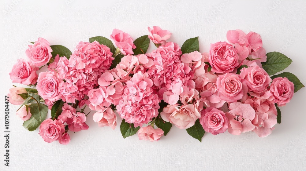 Love blossoms romantic floral arrangement of pink roses and hydrangeas on white background nature photography soft aesthetic close-up view concept of love and beauty Love blossoms romantic floral arrangement of pink roses and hydrangeas on white background nature photography soft aesthetic close-up view concept of love and beauty