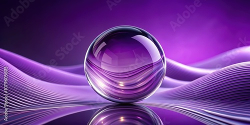 render of glass balls with dispersion and refraction on wavy purple stands against a rich themed background, glass, balls