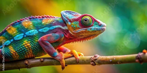 Abstract background featuring an Agamidae chameleon changing colors on a tree , wildlife, animal, chameleon, agamidae, reptile