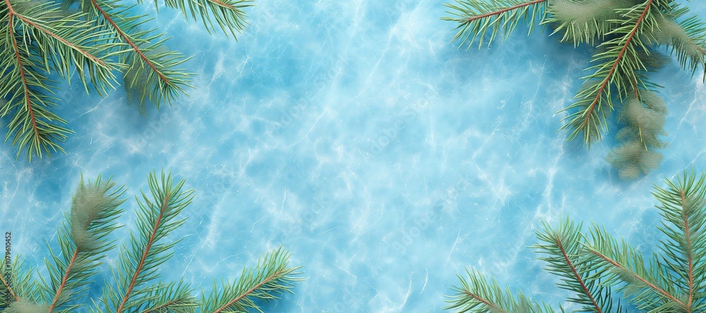 pine tree branches on blue marble background 1 pine tree branches on blue marble background 1