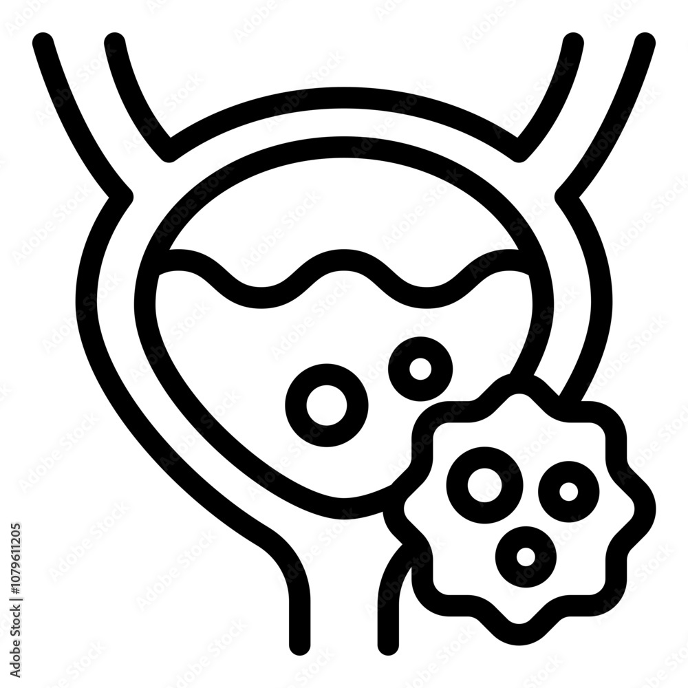 Prostate or Bladder Cancer with Cancer Cell outline icon Prostate or Bladder Cancer with Cancer Cell outline icon