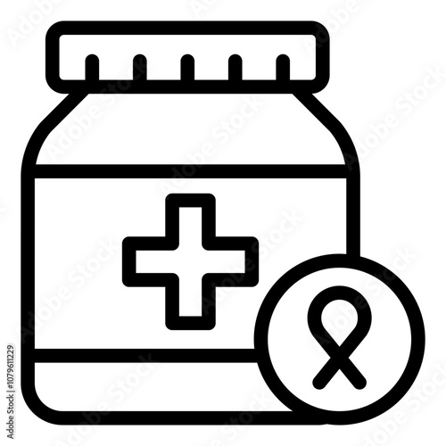Medicine supplement for cancer outline icon