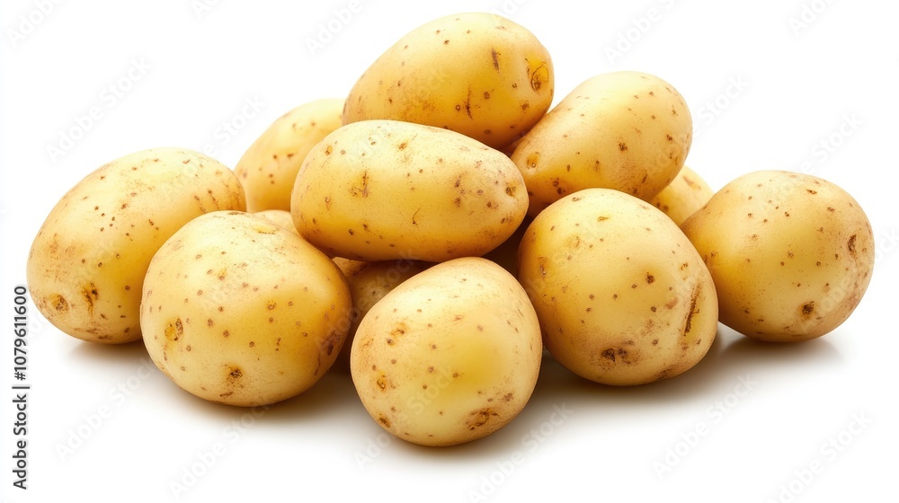 Fresh raw potatoes on a white backdrop Fresh raw potatoes on a white backdrop