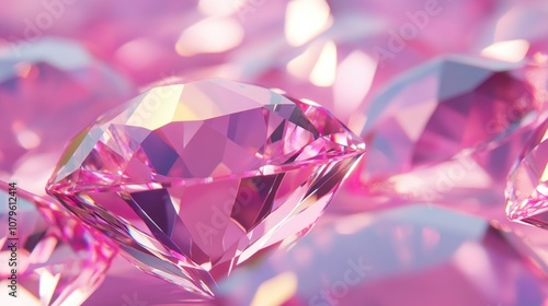 Close up view of a background featuring pink crystal diamonds photo