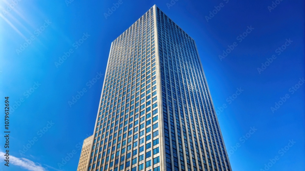 Tall building against a clear blue sky, skyscraper, architecture, urban, cityscape, modern, tall, structure Tall building against a clear blue sky, skyscraper, architecture, urban, cityscape, modern, tall, structure