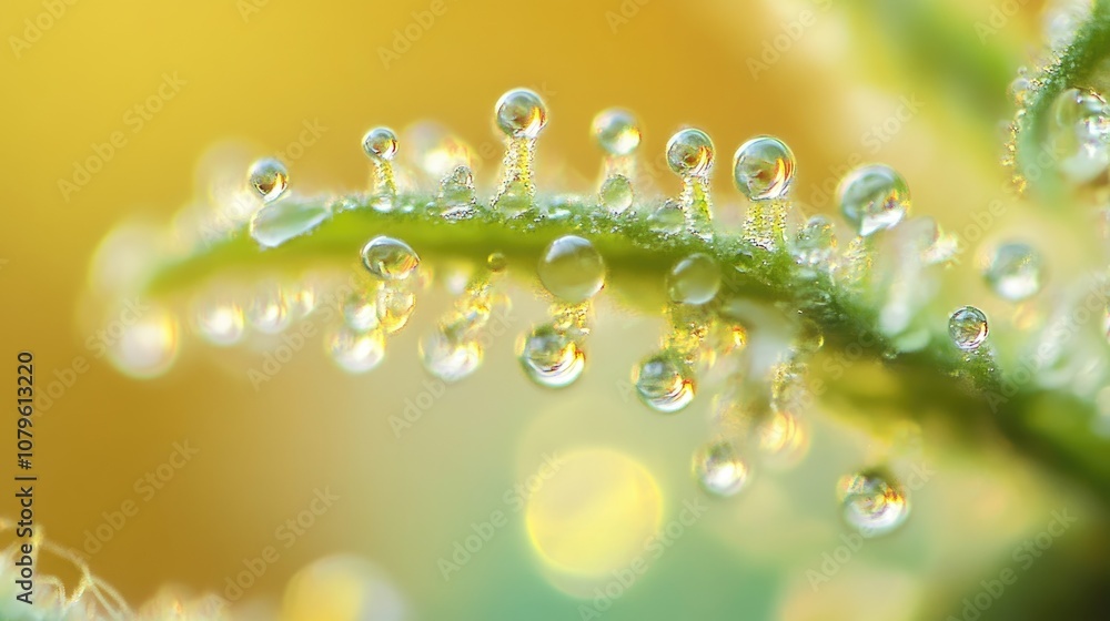 Close up view of trichomes on a cannabis flower Close up view of trichomes on a cannabis flower