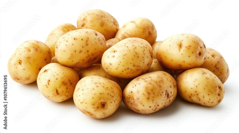 Fresh raw potatoes on a white backdrop Fresh raw potatoes on a white backdrop