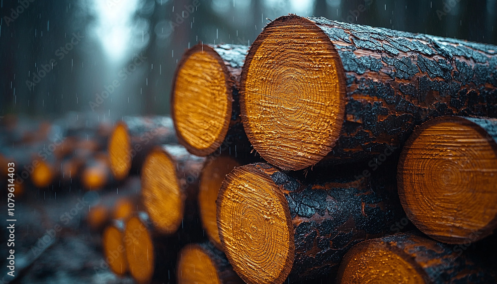 Stack of firewood in forest for winter fuel generated by AI Stack of firewood in forest for winter fuel generated by AI