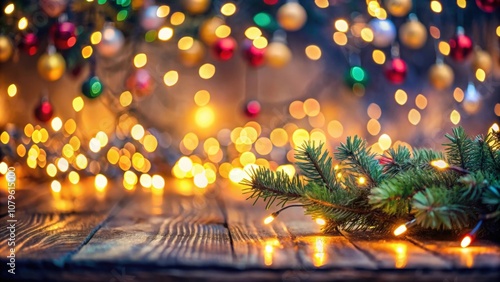 Blurred Christmas holiday lights bokeh, festive, colorful, decoration, celebration, abstract, background, glowing, season