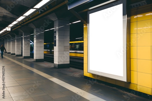 mockup of an advertising display in the entrance to subway station