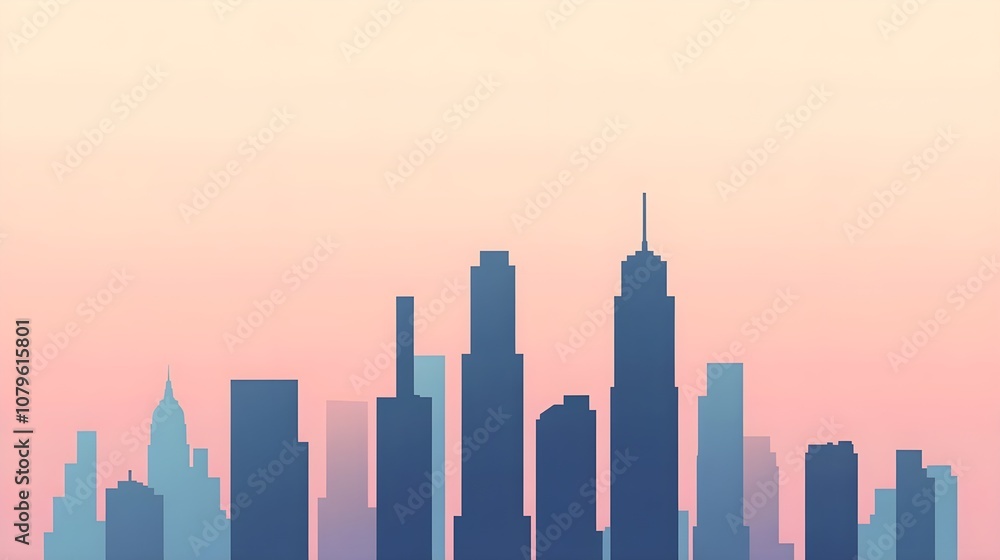 City Skyline Silhouette Pink Sunset City Skyline Silhouette Pink Sunset