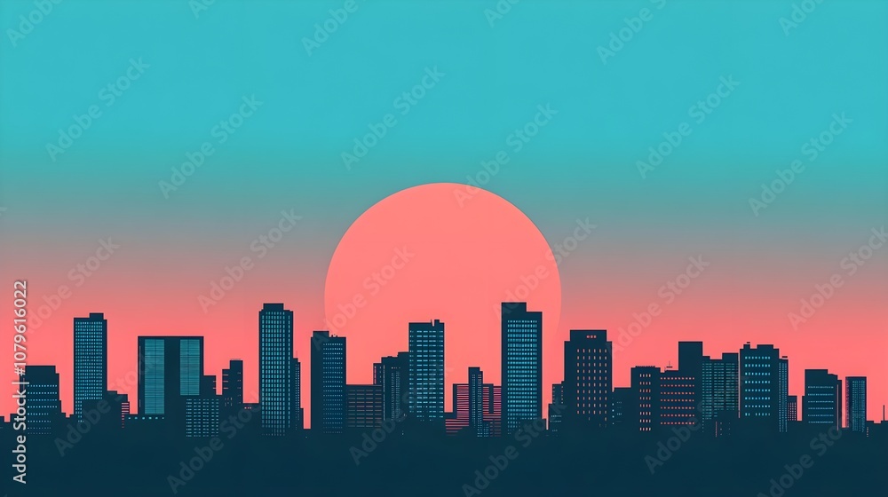 Fototapeta premium City Skyline Sunset