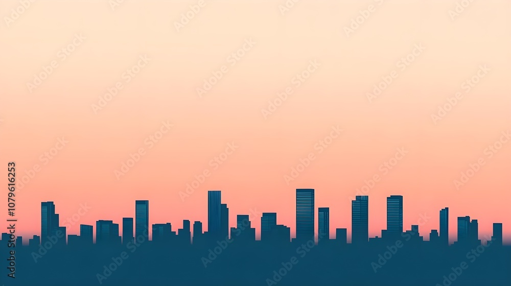 Obraz premium City Skyline Sunset Silhouette