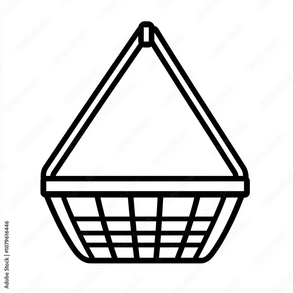 The illustration features a minimalistic line icon of a hanging basket, suitable for indoor or outdoor planting, emphasizing simplicity and versatility The illustration features a minimalistic line icon of a hanging basket, suitable for indoor or outdoor planting, emphasizing simplicity and versatility