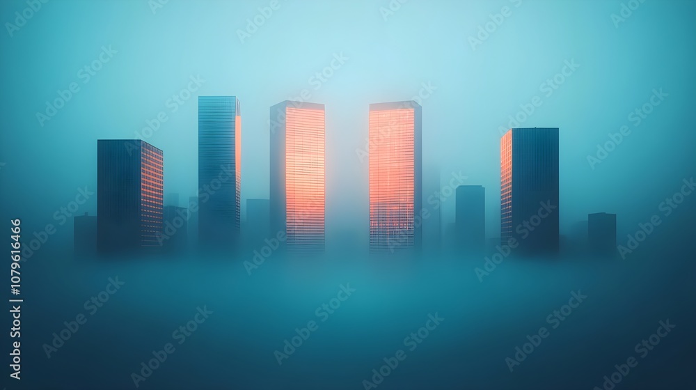 Fototapeta premium Cityscape Fog Sunrise