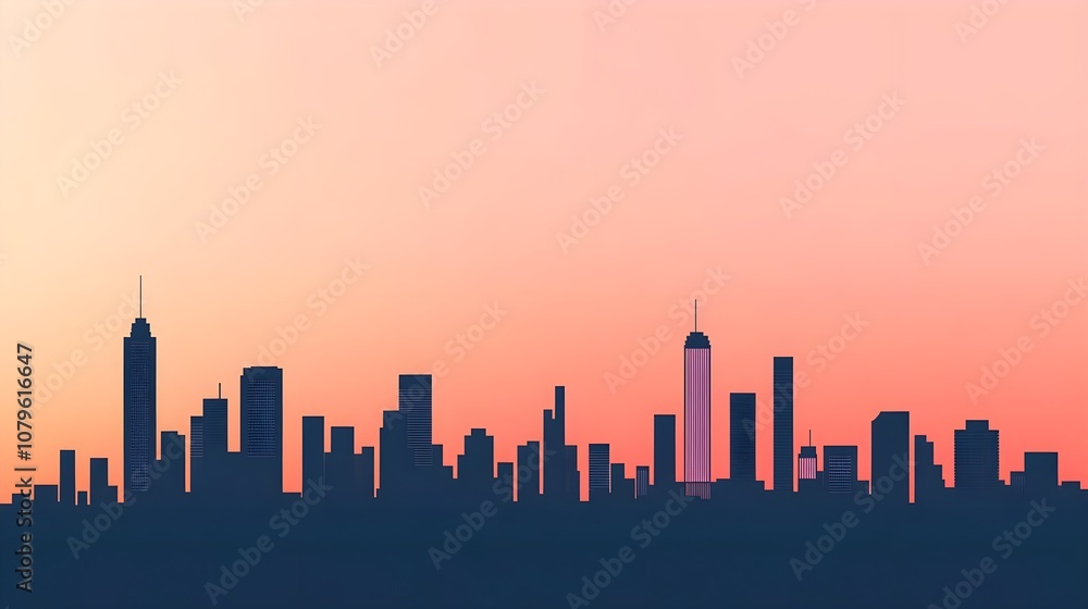 Naklejka premium Cityscape Silhouette Sunset