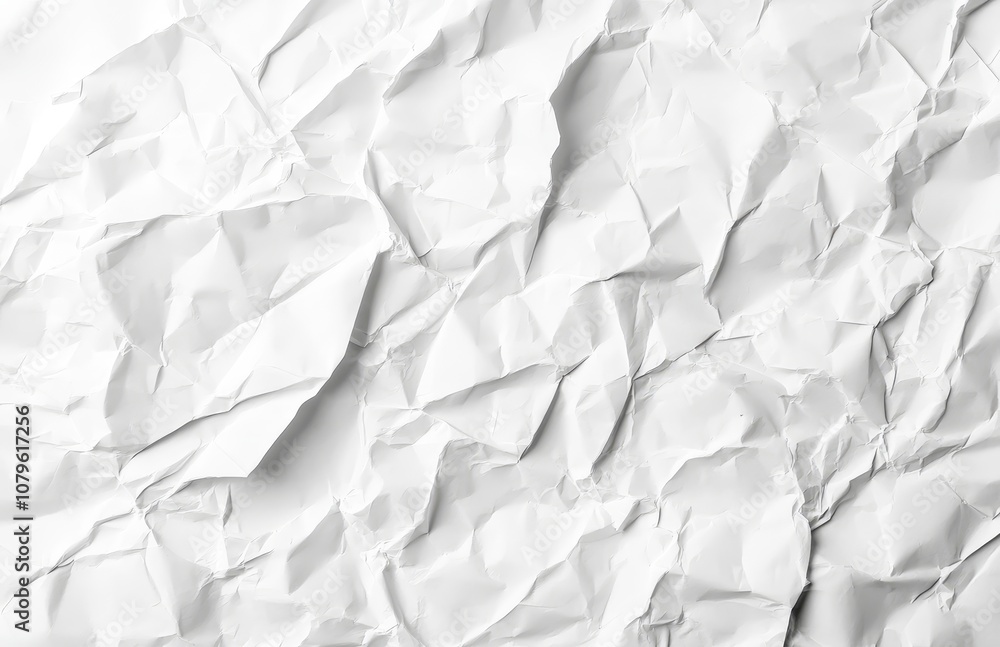 Close-up of a white crumpled paper texture. Close-up of a white crumpled paper texture.
