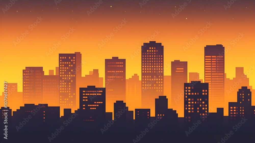 Cityscape Sunset Silhouette Cityscape Sunset Silhouette