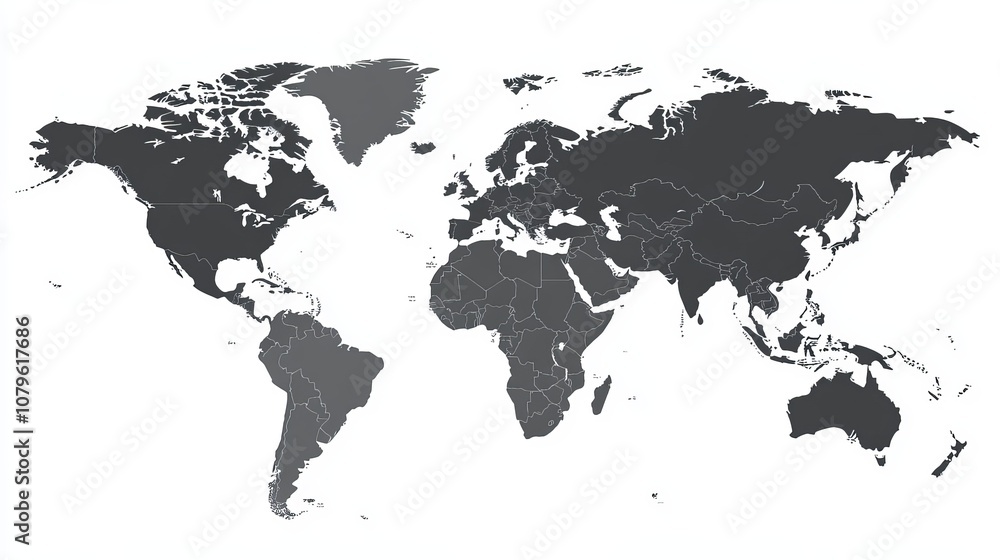 A simple, detailed, political map of the world with country borders. A simple, detailed, political map of the world with country borders.