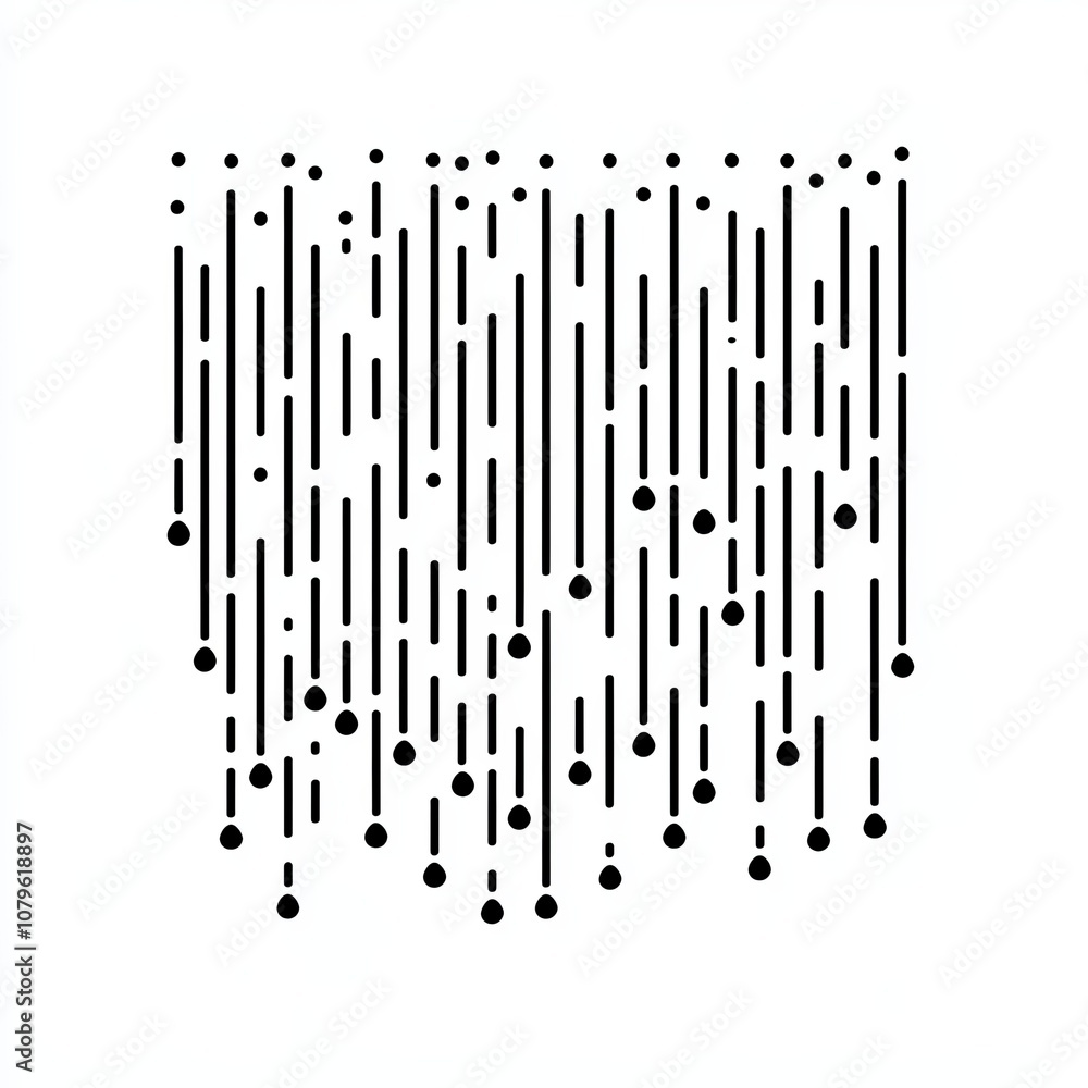 This simple line icon depicts light rain with vertical lines and dots, creating a minimalist representation suitable for various graphic applications This simple line icon depicts light rain with vertical lines and dots, creating a minimalist representation suitable for various graphic applications