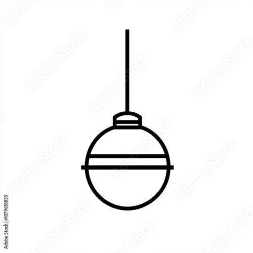 This design features a minimalist black line drawing of a hanging light fixture on a white backdrop, ideal for modern decor themes or iconography